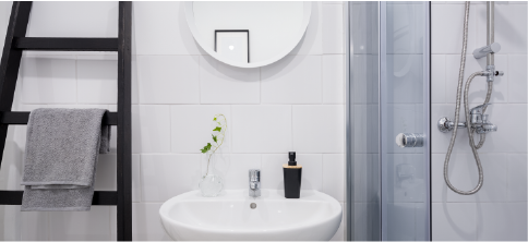 bright white small bathroom