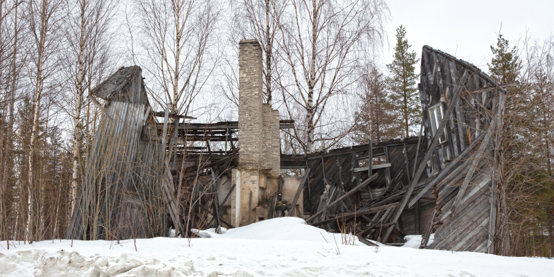 old structure in snow