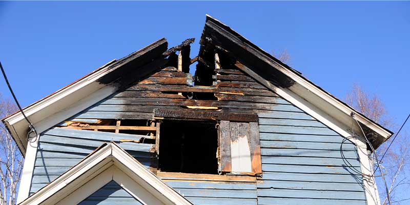 fire damaged house