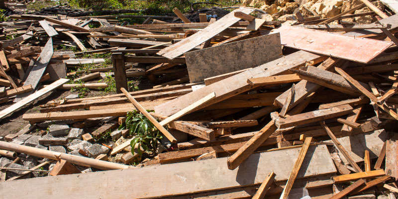 pile of demolition debris