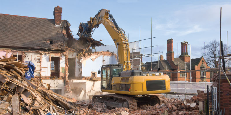 mechanical demolition of house