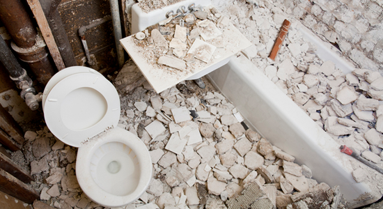 bathroom in the middle of demolition project