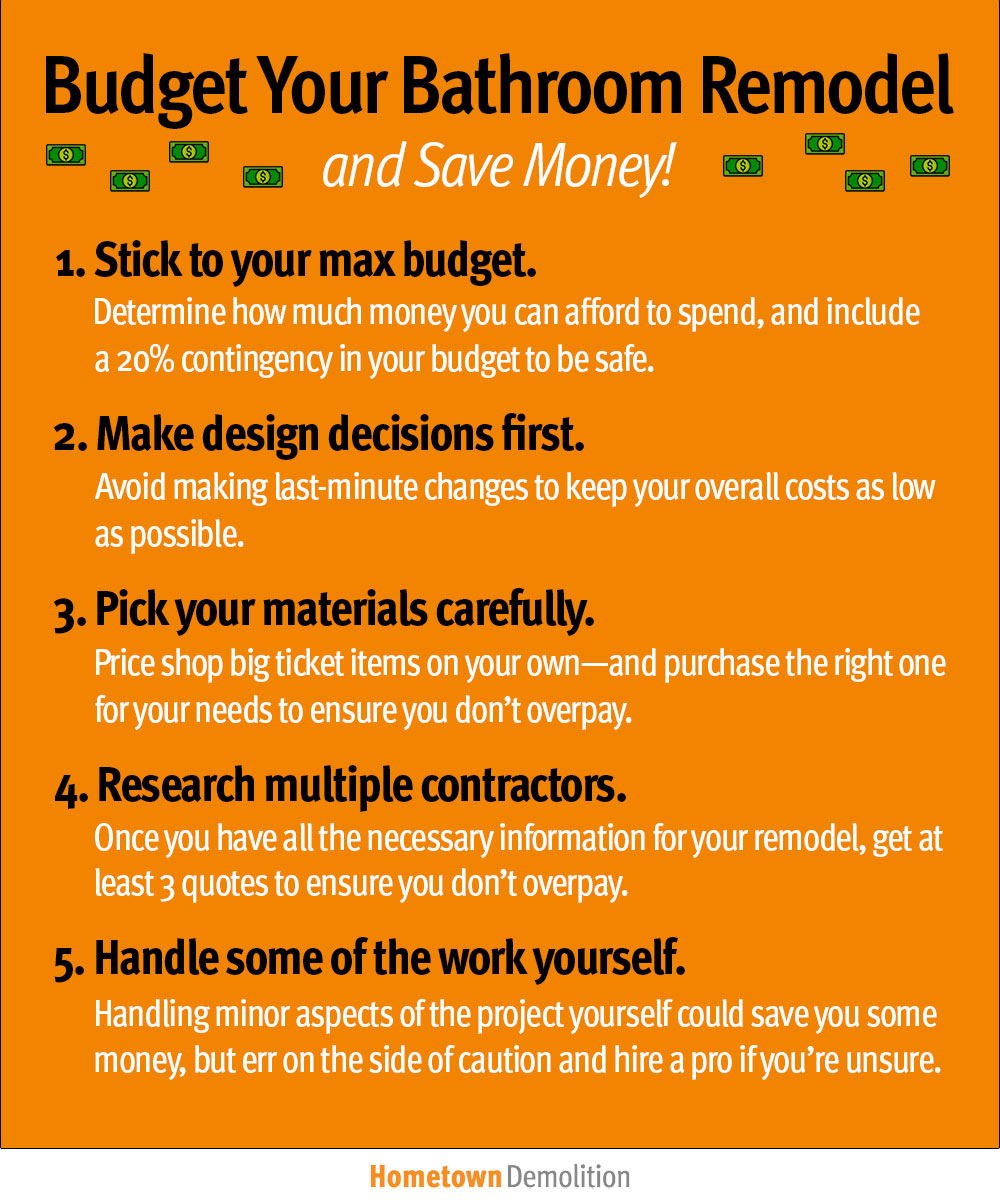 saving money on your bathroom remodel inforgraphic