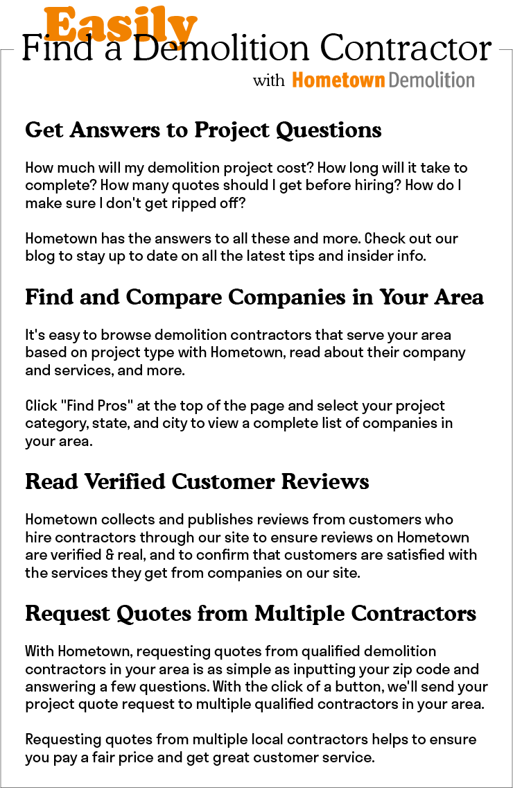 find demolition contractors with Hometown