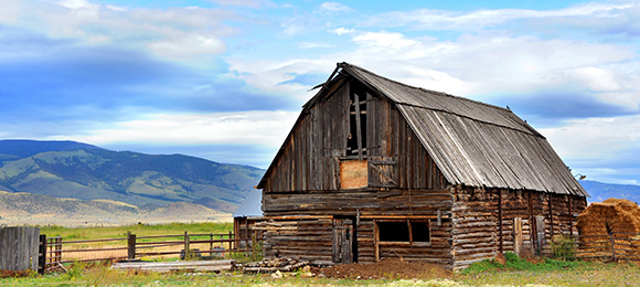 old barn with missing panels